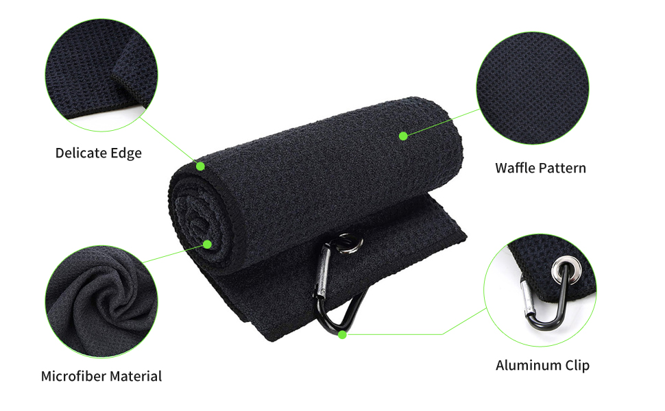 Golf Towel Kit with Golf Brush Tools Stainless Steel Foldable Divot