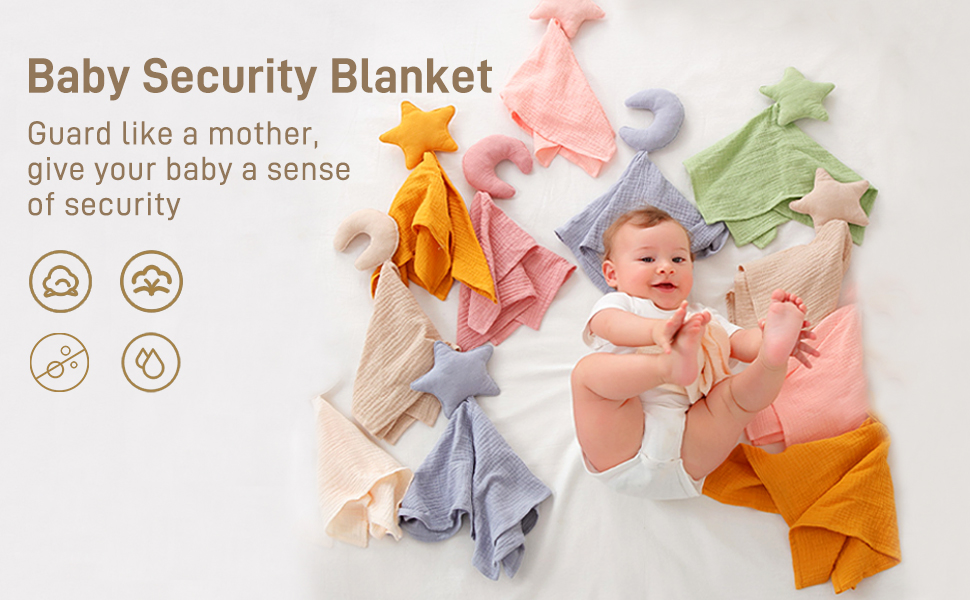 ZIGJOY Baby Comforter Blanket Muslin Cotton Baby Security Blanket Baby Lovey for Boy Girl Unisex