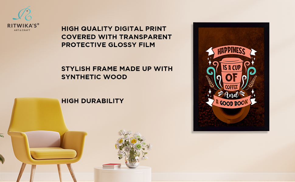 Ritwikas Abstract Wall Art Of Coffee And Book Quote