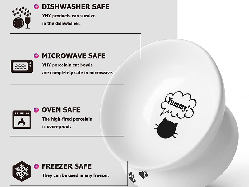 Y YHY Raised Cat Bowl,3.6x5.0 inch Premium Ceramic Cat Food Bowls Anti