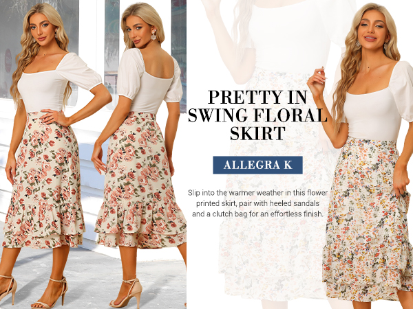 Amazon.com: Allegra K Women's Printed Skirt 2025 Weekend