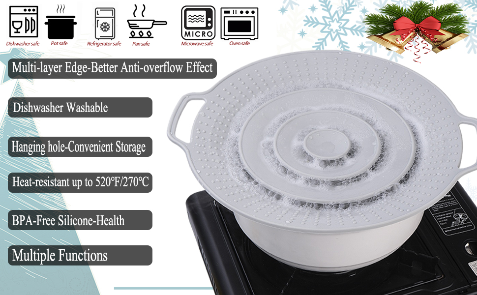 Pot Cover Spill Stopper Lid Thicken Silicone Boil Over