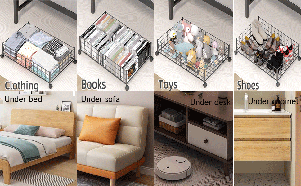 Amyove Under Bed Storage with Wheels,Rolling Under Bed