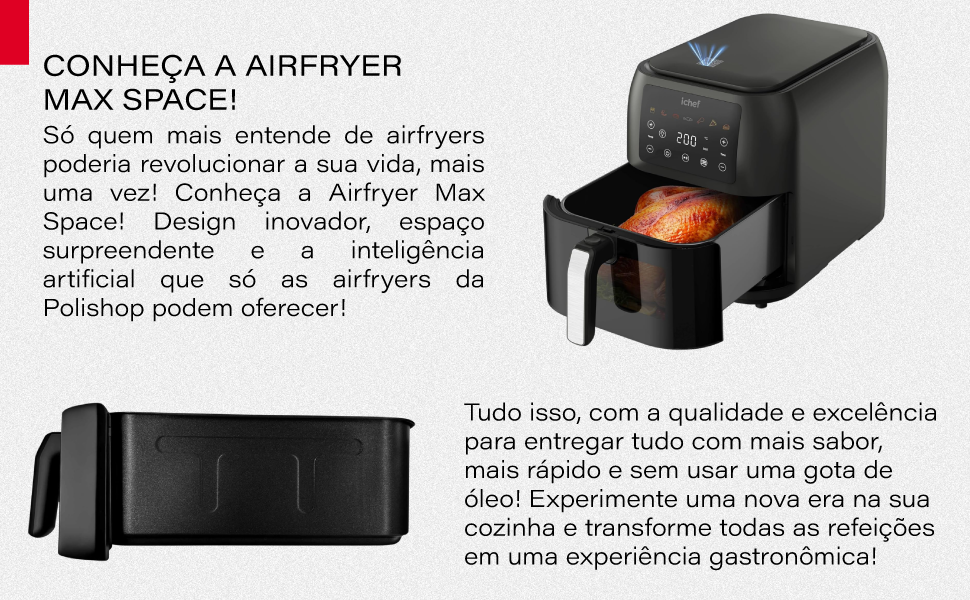 POLISHOP Fritadeira elétrica Airfryer Max Space 8L