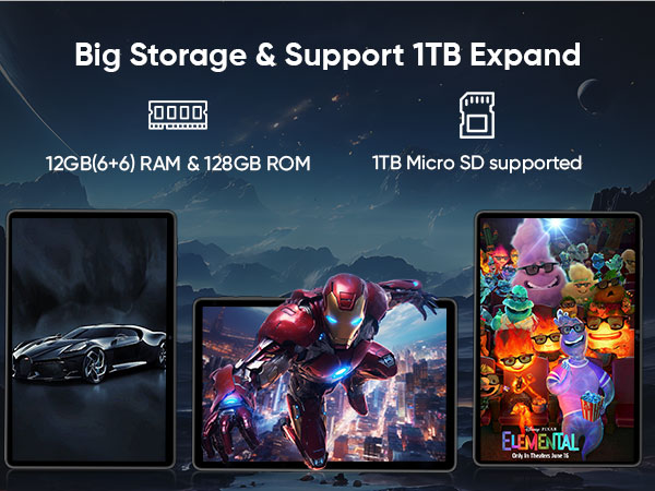 android tablets with big storage 12GB RAM