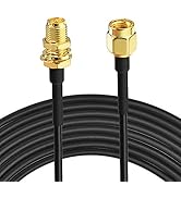 Bingfu WiFi Antenna Extension Cable 50 feet RP-SMA Male to RP-SMA Female Bulkhead Mount Double Sh...