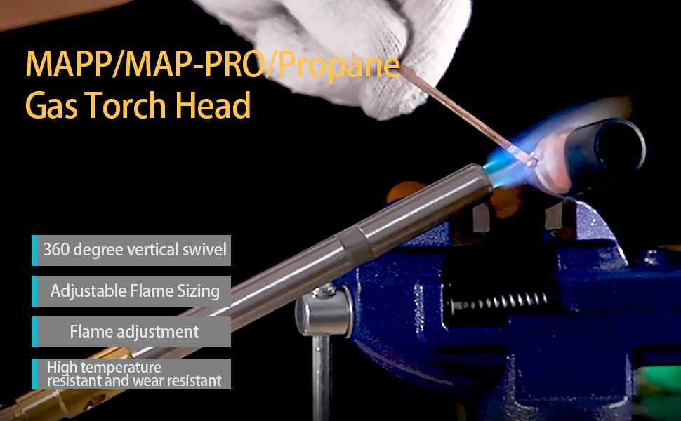 Propane Torch Head, MAPP Gas Torch Head 360° Rotatable