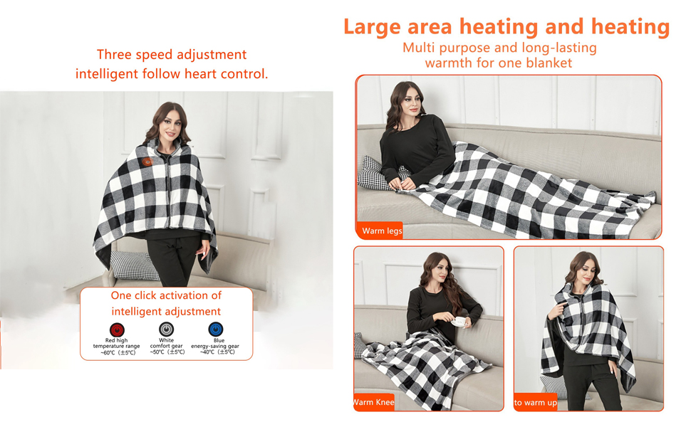 USB Heated Blanket Battery Operated, Cordless Electric