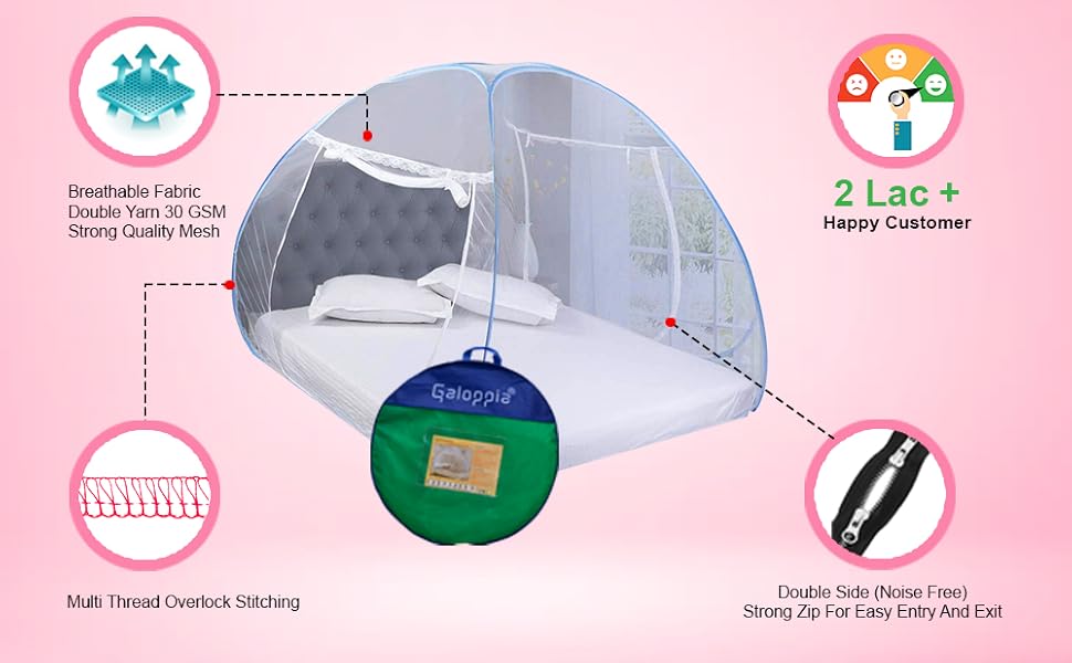 GALOPPIA Foldable Mosquito Net /Machhardani Single Bed Bed Size 200