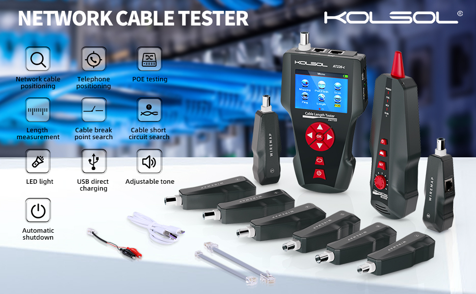 KOLSOL Network Cable Tester, NF8601W LAN Cable Tester RJ45