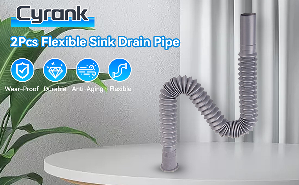 Flexible Sink Drain Pipe, 2Pcs Expandable Flexible Pipe for Kitchen