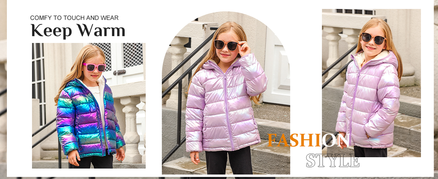 Girls' Coats Girls Winter Jacket Padded Coat Hooded Quilted Jacket