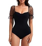 Decorus Long Sleeve Bodysuit Women - Polka Dots Sheer