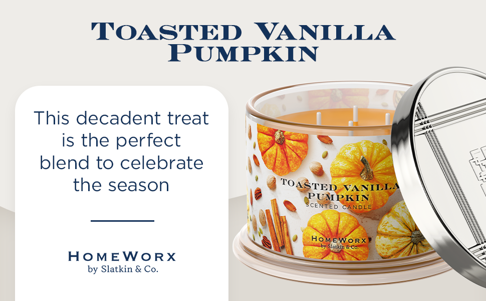HomeWorx Toasted Vanilla Pumpkin Candle, Premium Scented 18