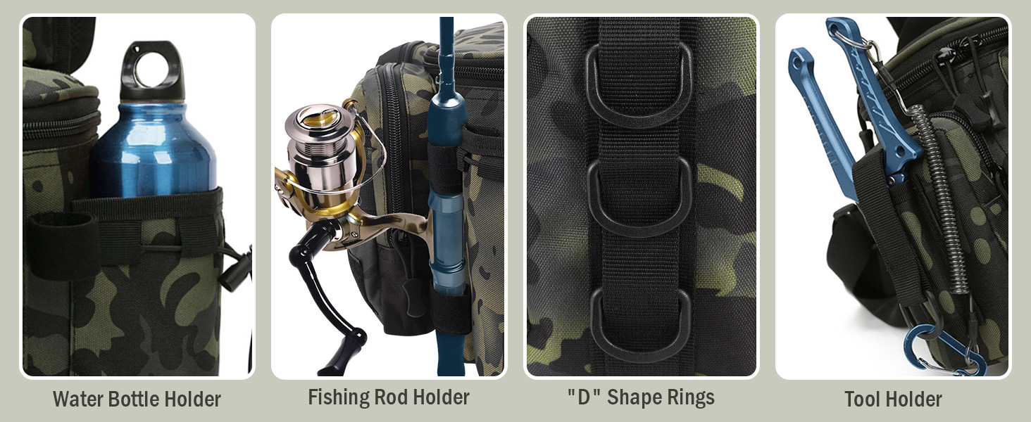 zerotop Fishing Tackle Bags Large Sling Fishing Carryall Bag Multi-Pocket Waterproof Fishing Tackle Storage Bags Holdall with Padded Shoulder Strap, Fishing Bags for Saltwater Freshwater Fishing 16 Fishing Tackle Bag