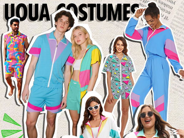 Amazon.com: UOUA 80s Outfit for Men 90s Tracksuit Costume