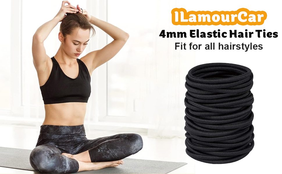 Elastic Hair Bands, 4 mm Elastic Hair Ties Ponytail Holders,