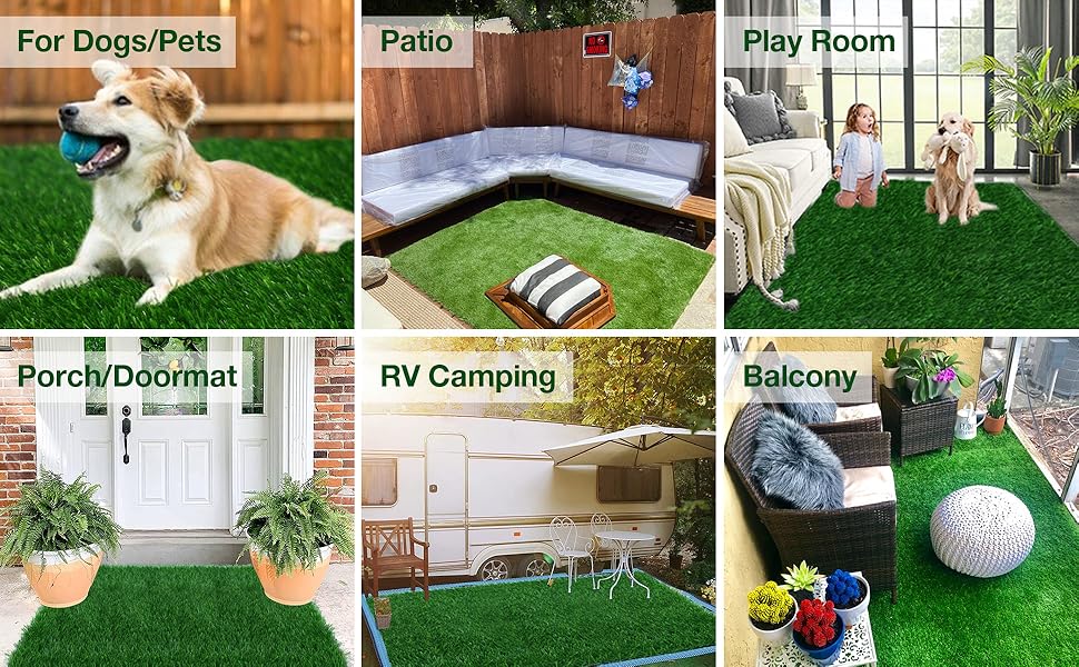 GLOBREEN 6 FT x 8 FT Extra Soft Artificial Grass Rug, Pet