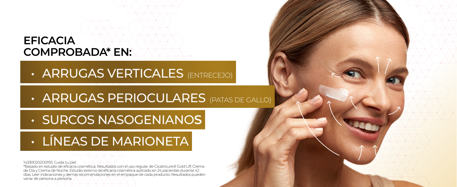 Cicatricure Gold Lift Crema día FPS 30 Perioculares nasogenianos marioneta arrugas eficacia piel