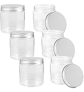 Ciieeo 6Pcs Small Mason Jars with Lids 250ML Clear Plastic Canning Jars with Leak-Proof for Jam J...