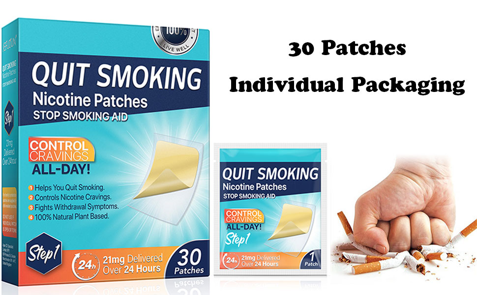 Quit Smoking Patches, 30 Packs 21mg 30 Packs Nicotine Patches Step 1 to Help Quit Smoking