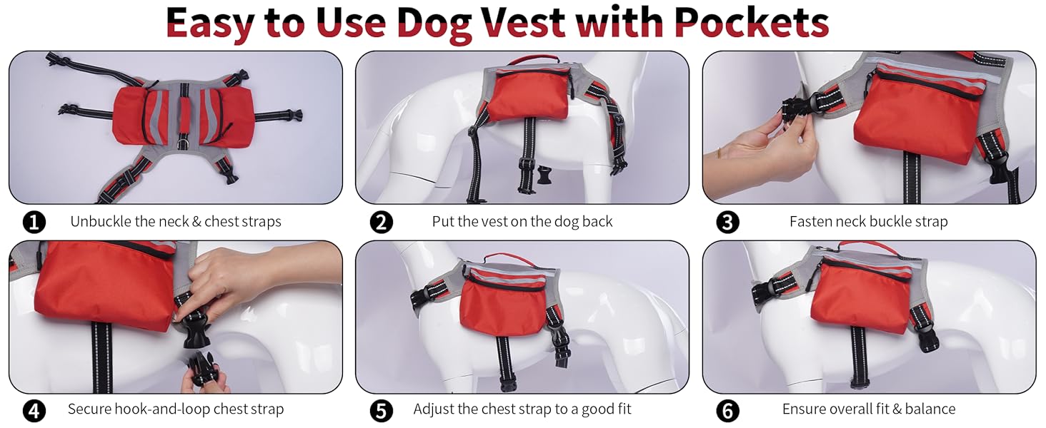 DENTRUN Dog Hiking Backpack, Hound Dog Saddlebag Backpack, Nylon Dog Harness Vest