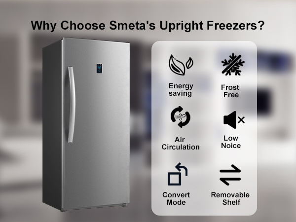 Amazon.com: SMETA 直立式冷凍機,21 Cu。 Ft,全冰箱,可轉換冷凍