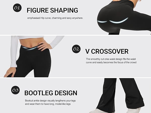 ZOOSIXX Flare Yoga Pants for Women, Crossover Soft Bootcut