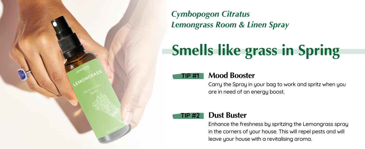 Lemongrass - Room, Linen & Pillow Spray | Made with Pure Essential Oil | Aromatherapy Spray