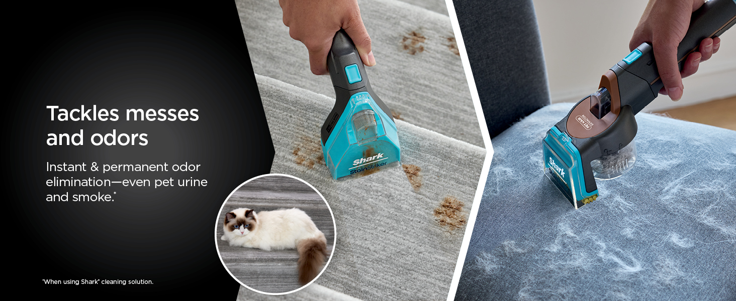 Instant &amp; permanent odor  elimination—even pet urine  and smoke