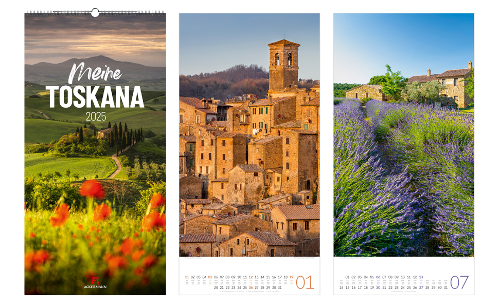 Meine Toskana Kalender 2025, Wandkalender im Hochformat (33x66 cm