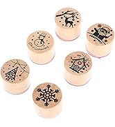 Ciieeo 6pcs Snowflake Floral Wooden Rubber Christmas Rubber Xmas Wooden Stamp Set for Making Chri...