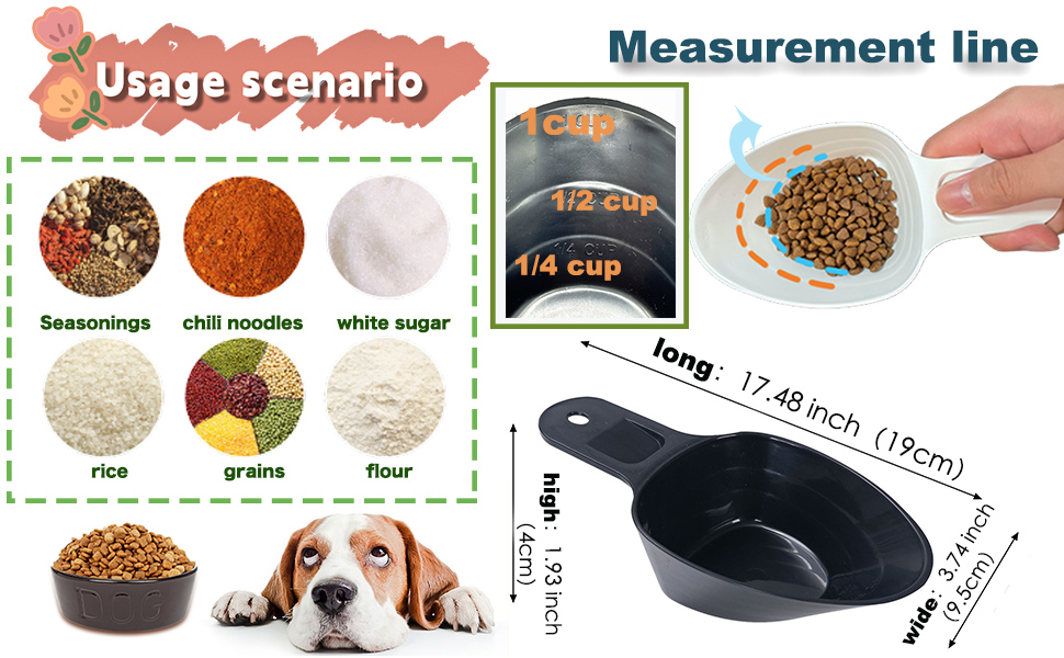 BueRallan 3PCS Dog Food Scoop 1 Cup, Plastic Pet Food Scoop