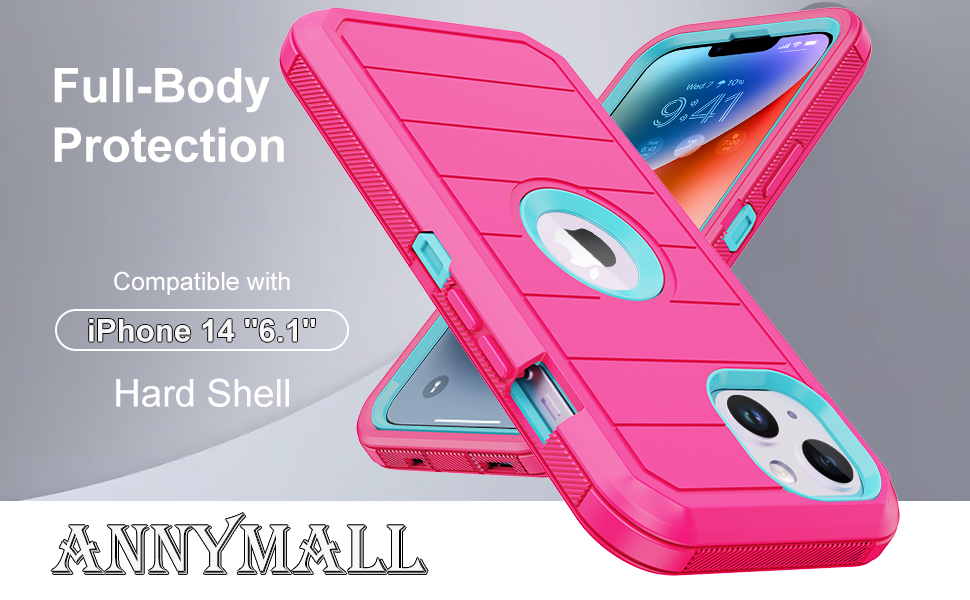 Annymall for iPhone 14 Case with 2 Screen Protector,Full