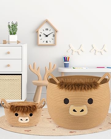 highland cow cute storage basket
