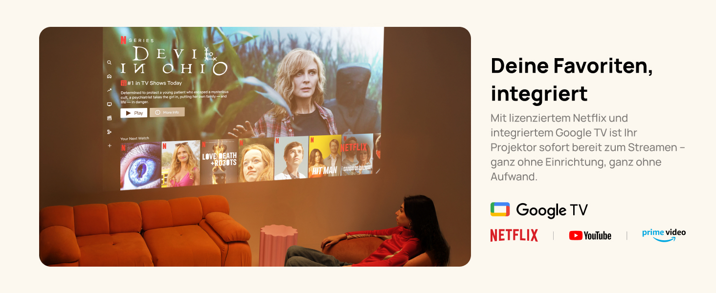 projecteur portable Smart Google TV Netflix GTV