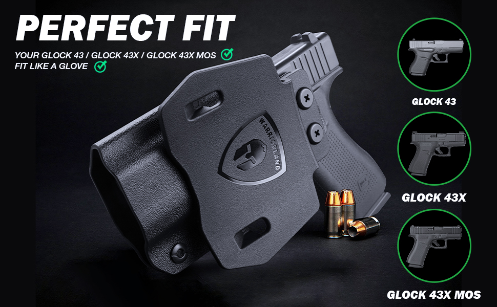 WARRIORLAND OWB Kydex Holster Compatible with Glock 43 / G43X & 43X MOS Pistol