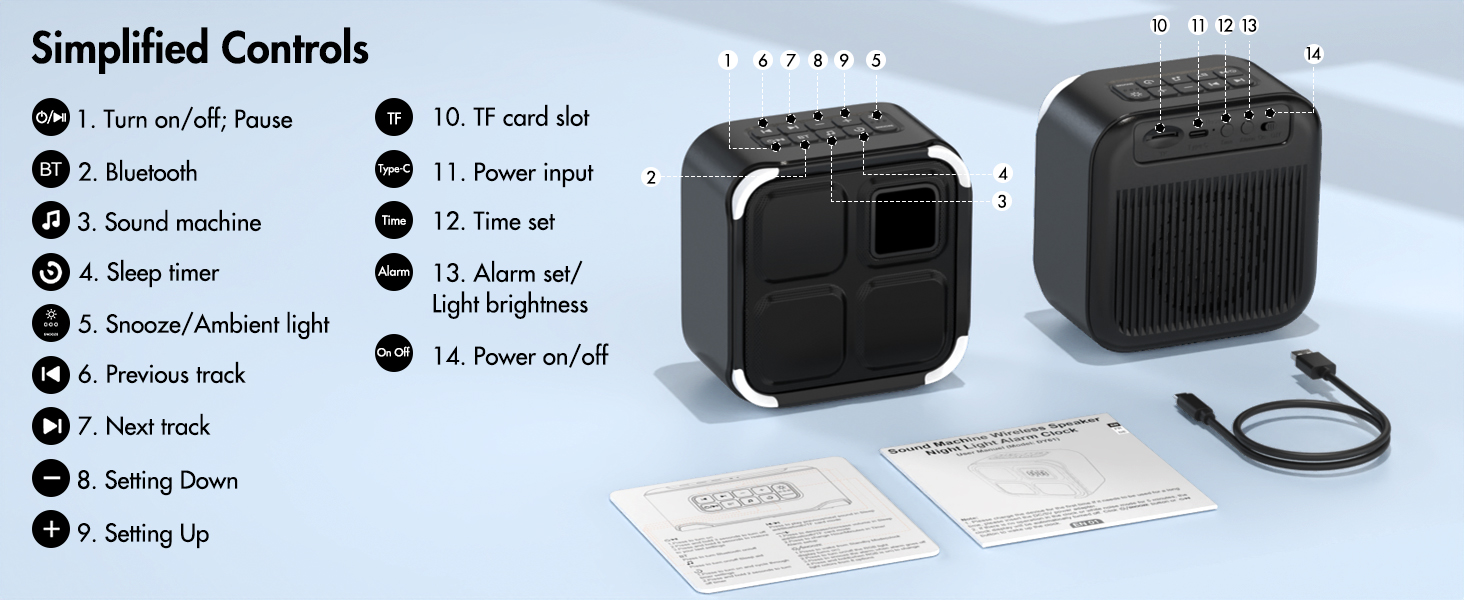 bluetooth speaker sound machine features intuitive buttons and compact size