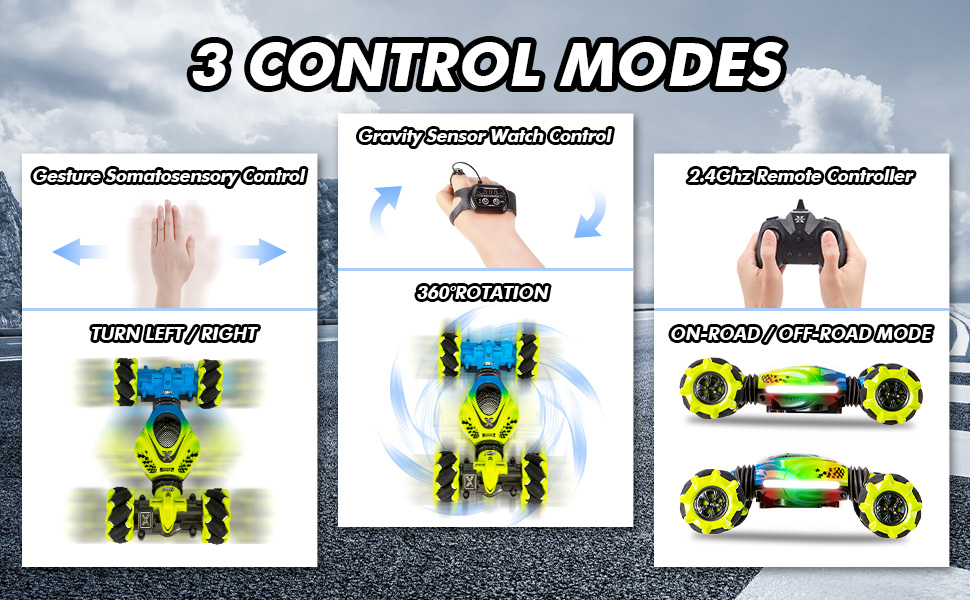 Fosgoit Gesture RC Car, 2.4GHz 4WD Gesture Sensing RC Stunt Car Toys