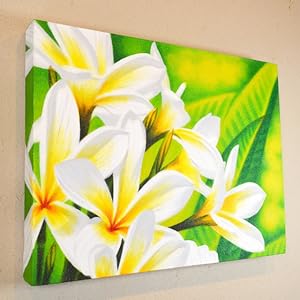 Amazon.co.jp: バリ 絵画 花の絵 インテリア 花 白 風水