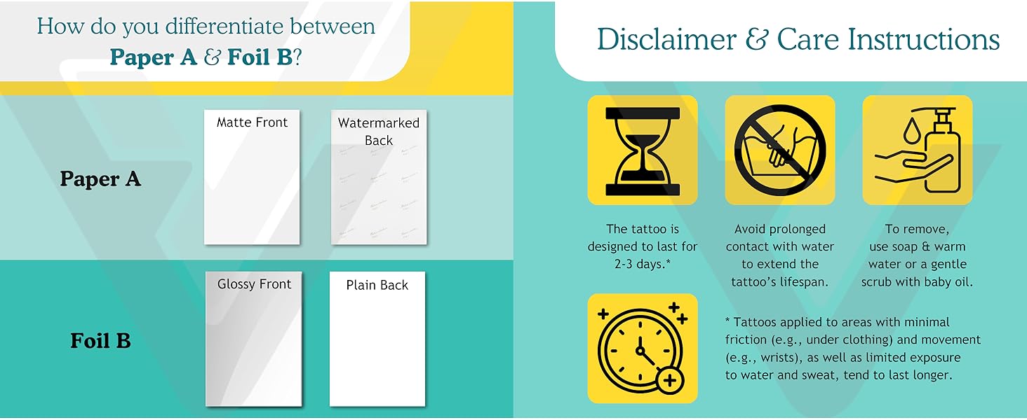 Evergreen Goods 10 Sets A4 Temporary Tattoo Paper, Inkjet Printable Waterproof, 210 x 297mm, Transfer Sheets, Skin-Safe, High Resolution, Easy to Use 13 Tattoo 3