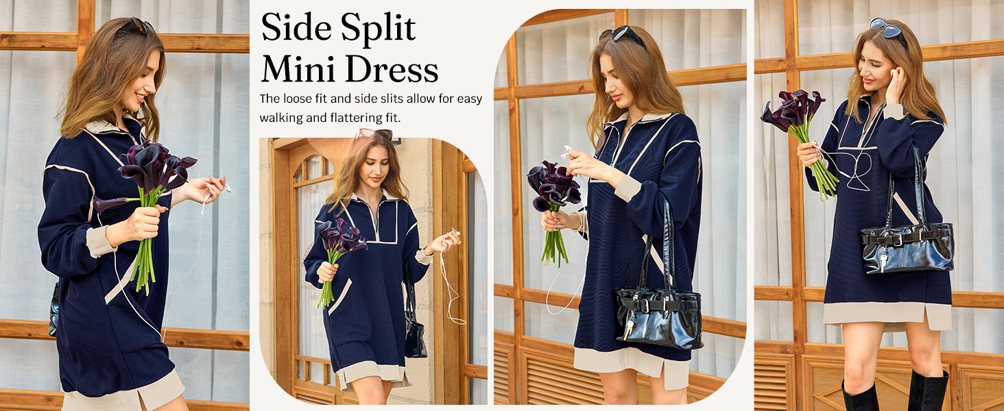 Wenrine Women&#39;s Oversized Sweatshirt Dress