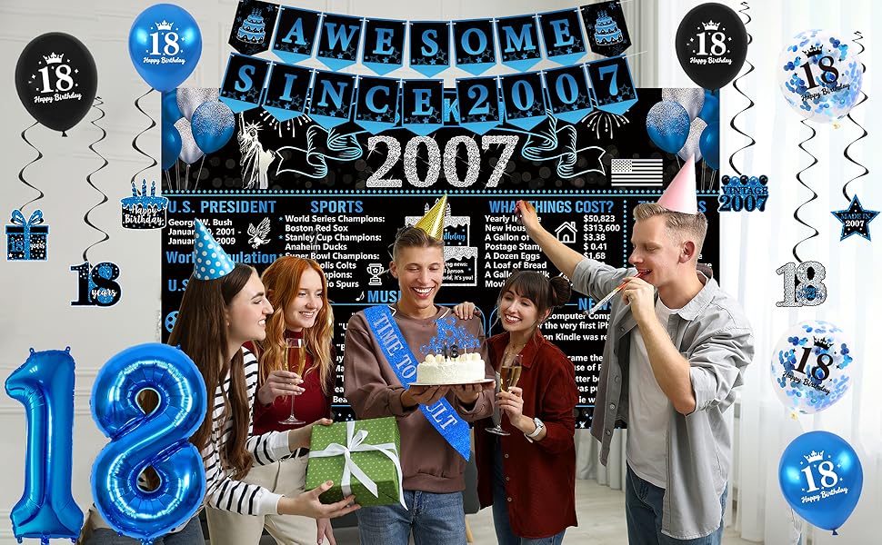 Black Blue Back in 2007 Birthday Party Supplies