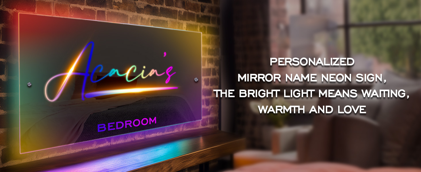 VEELU Personalized Family Bear Puzzle Mirror LED Light with 29 Names