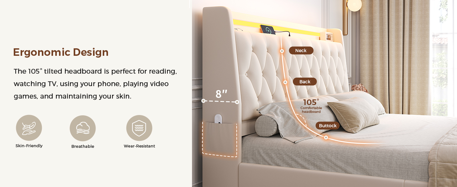 Queen bed frames with Storage Seadboard