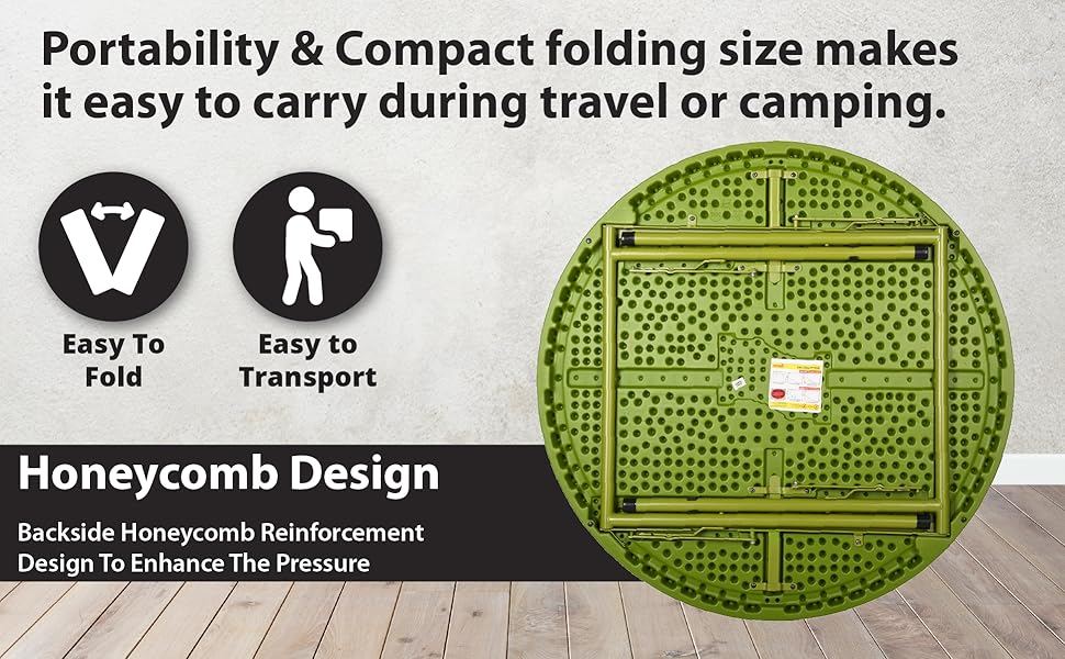Supreme Furniture Disc Foldable, Round Plastic Table