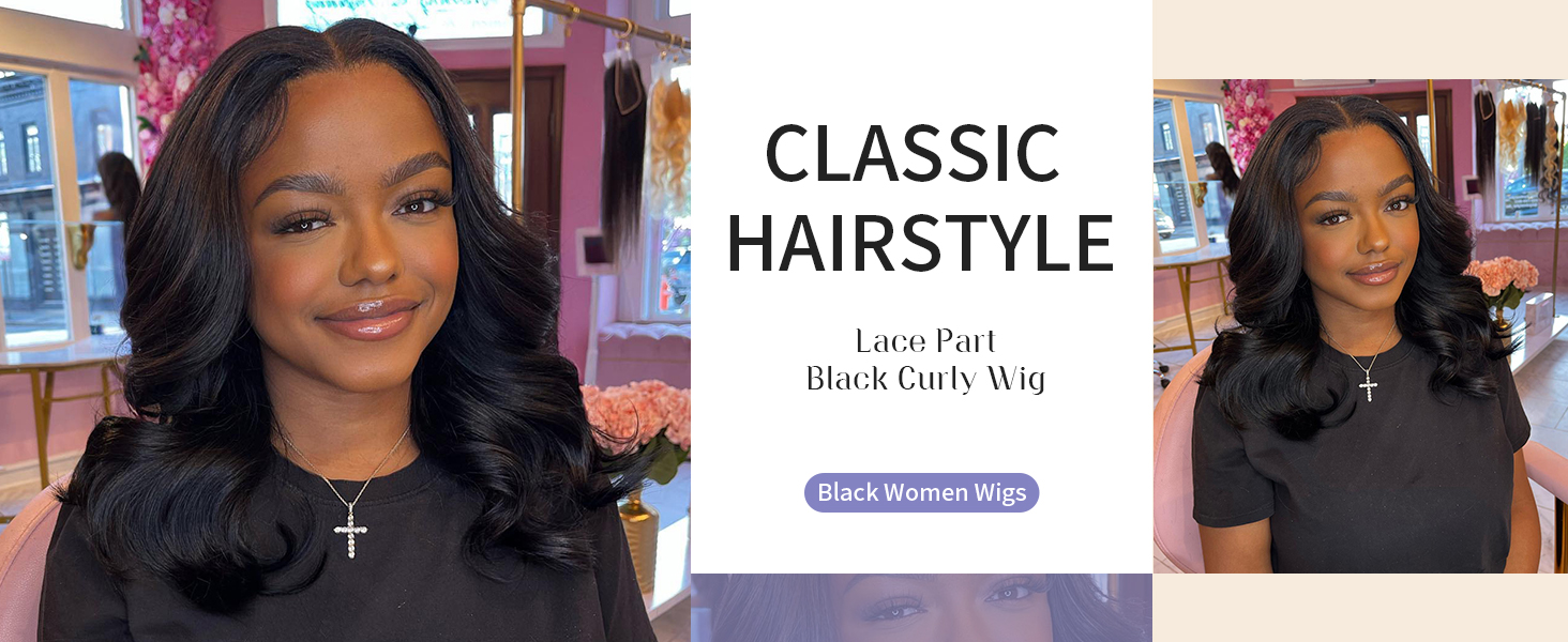 HANNE Lace Part Loose Wavy Curly Wigs for Black Women