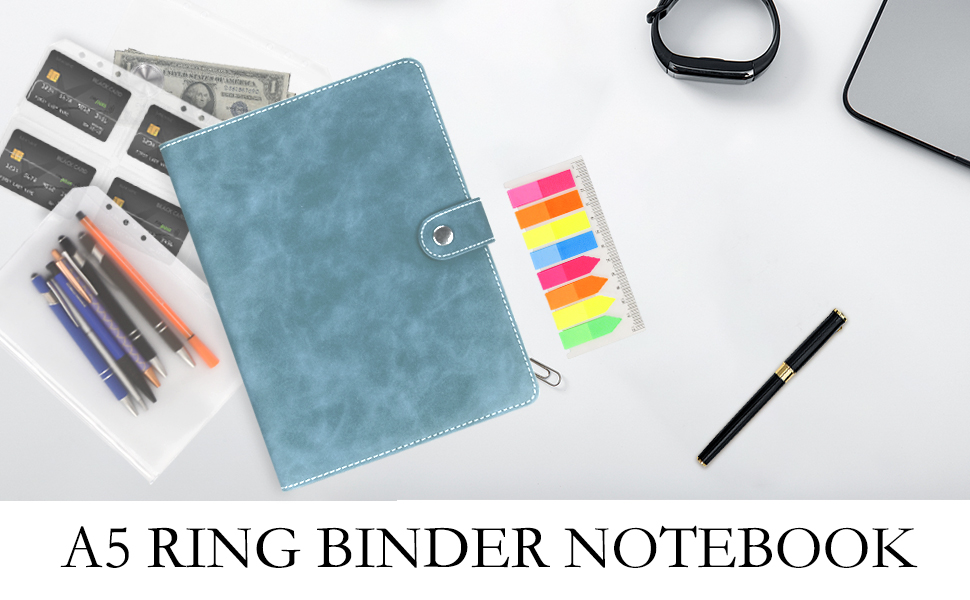 Colorlife A5 PU Leather Binder 6Ring Notebook Binder with