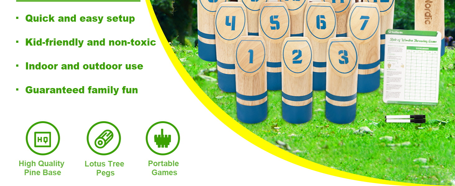 SunNordic Wooden Throwing Game Set, Numbered Block Toss