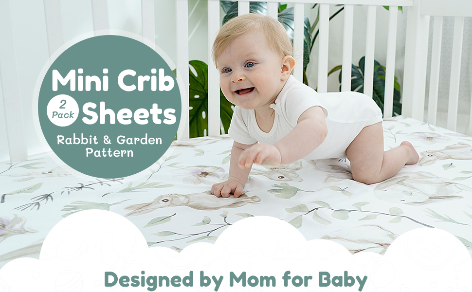 TCBunny 2 Pack Premium Fitted Baby 38X26 Mini Crib Sheets